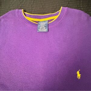 Ralph LAUREN Polo Men's Pullover Thermal Shirt Size XL Purple Yellow LA Lakers